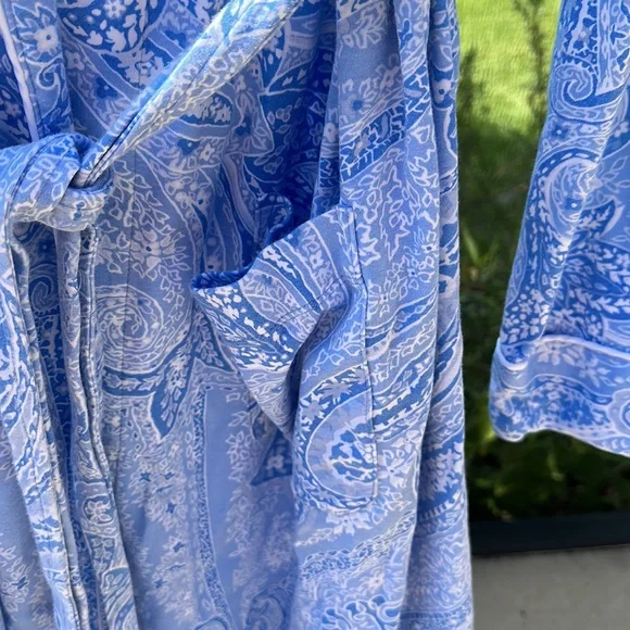 Ralph Lauren Women’s Blue Paisley Kimono Wrap Robe Shawl Collar Size Med